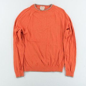 Brooks Brothers Red Fleece Sweater Mens Sz. M Orange Cotton Pullover Long Sleeve